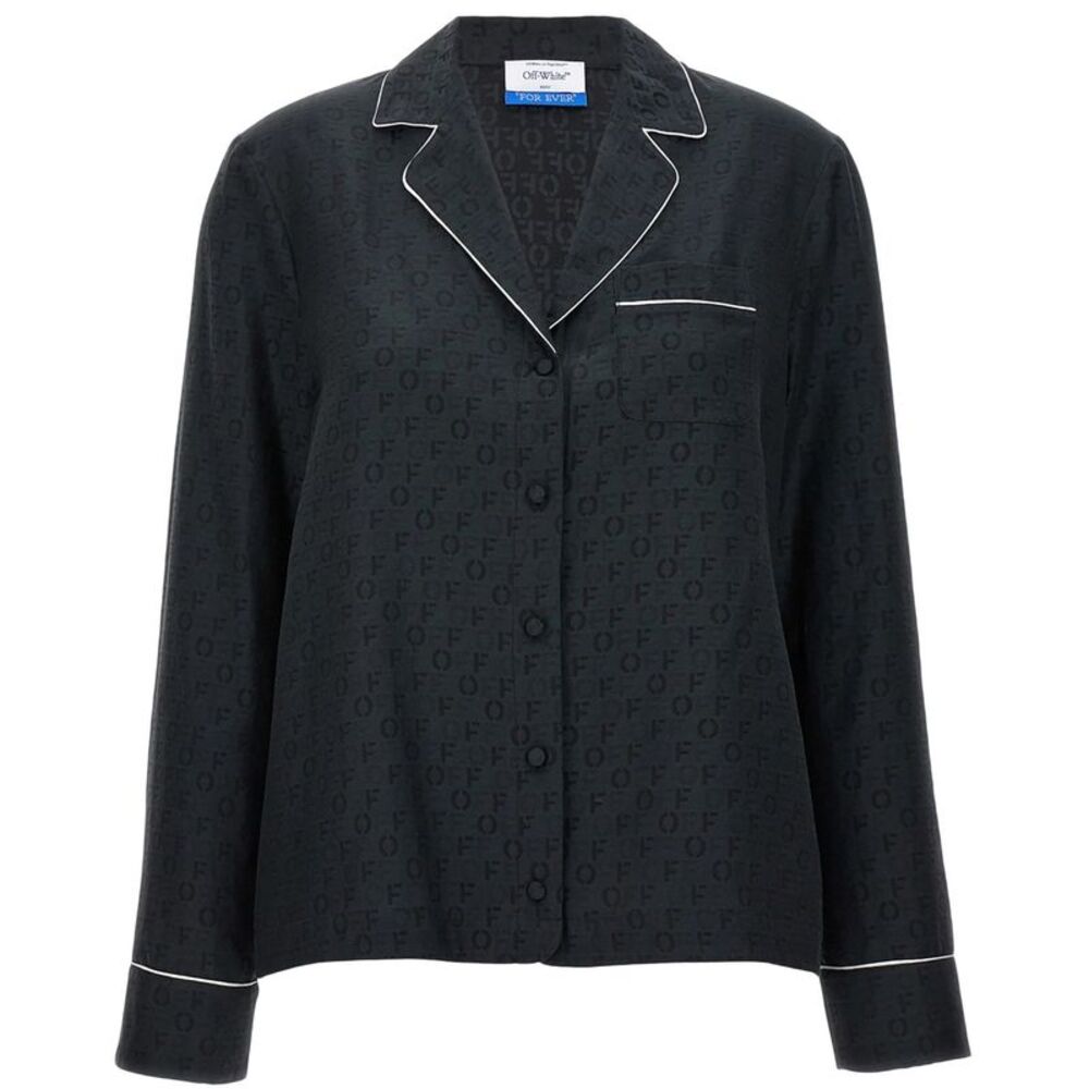 Off White Womens/Ladies Logo Lapel Collar Shirt / Black